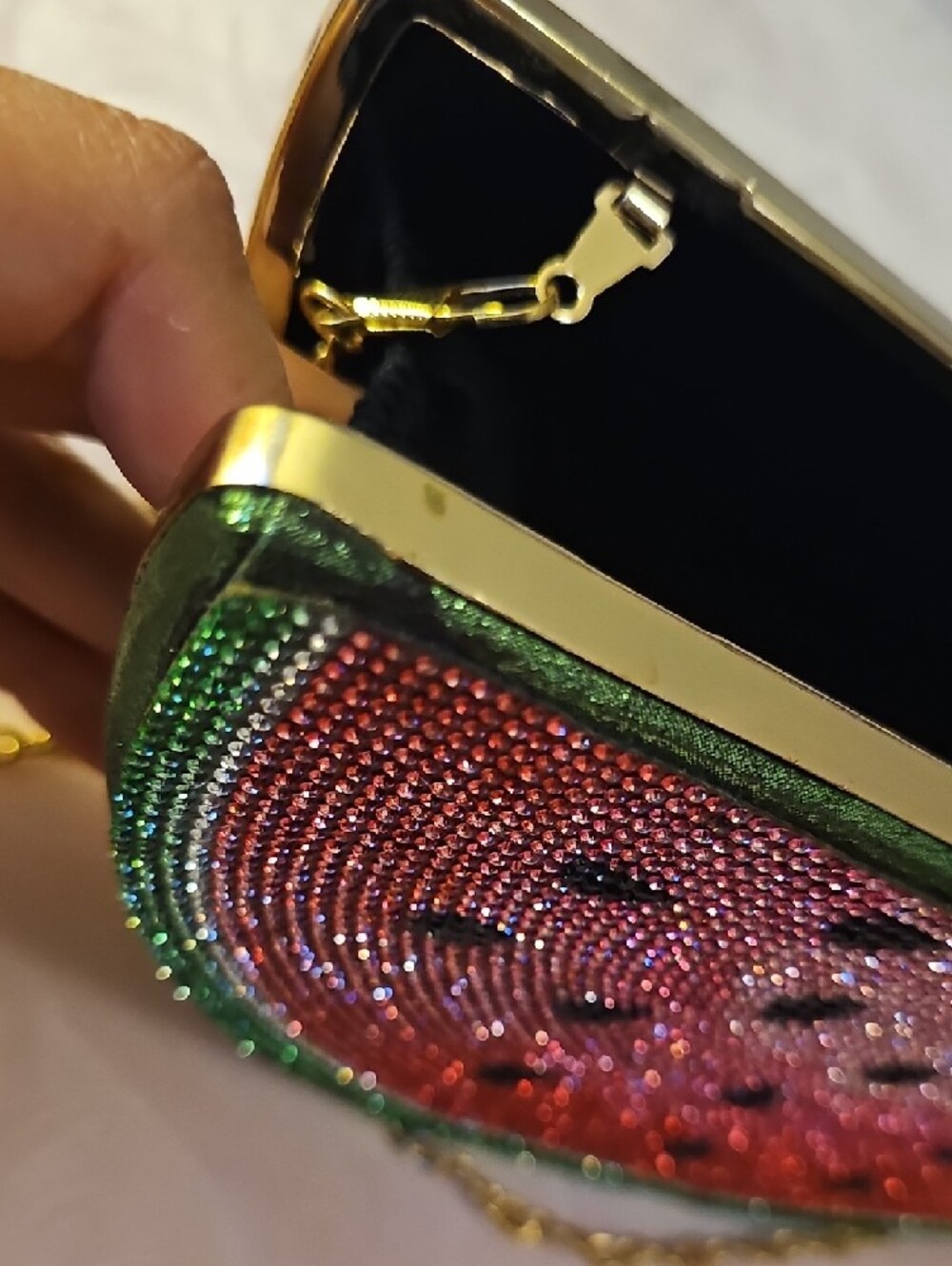 Watermelon Crystal Clutch Bag - Pink/Green - Picture 12 of 14